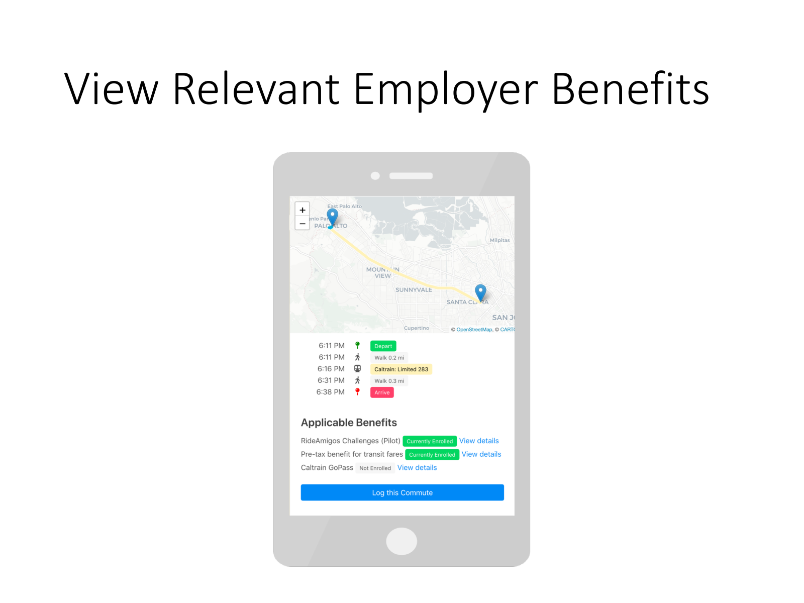 View relevant employer benefits using Commuter Wallet
