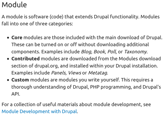 screenshot of Drupal documentation